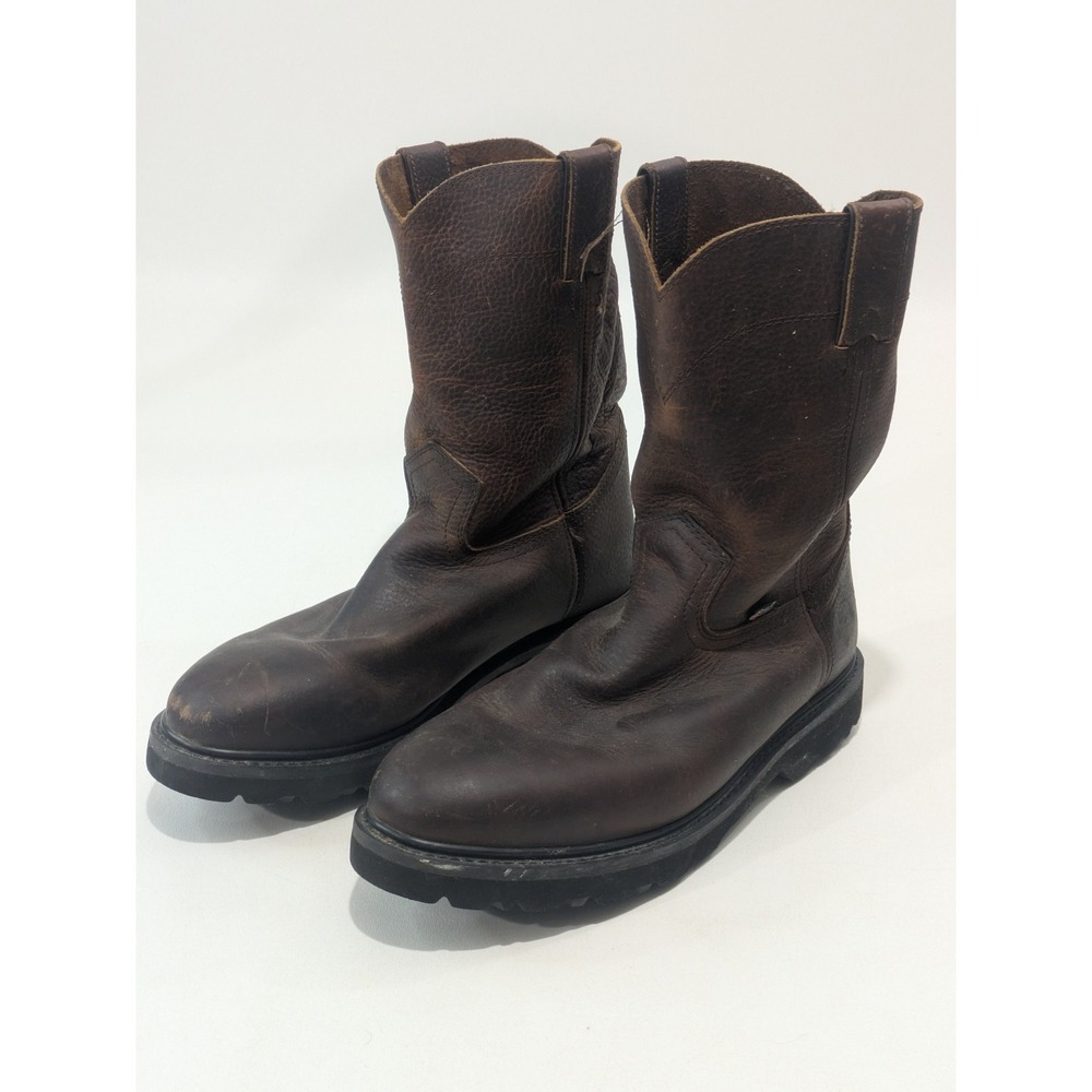 Justin WK4905 Work Boots Men's 12 W Brown‎ Leather Pull-On Oil-Resistant